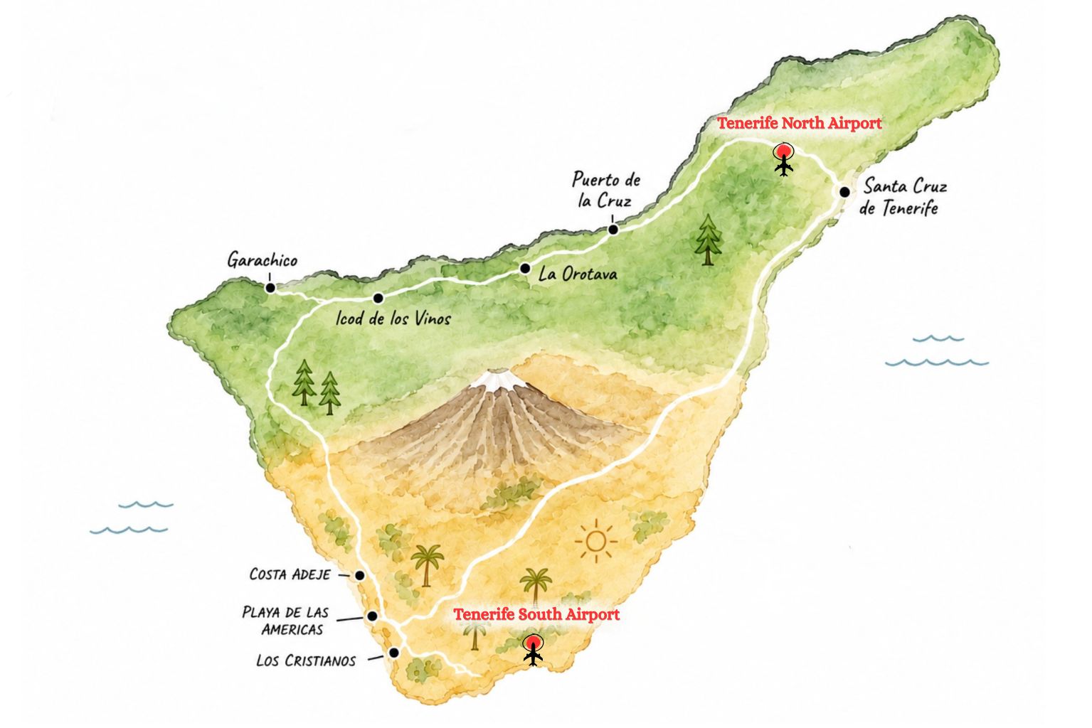 Tenerife aerodrom mapa